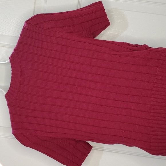 EXPRESS SHORT SLEEVE BURGANDY SIDE LACE-UP SWEATER (MEDIUM) - Picture 3 of 6
